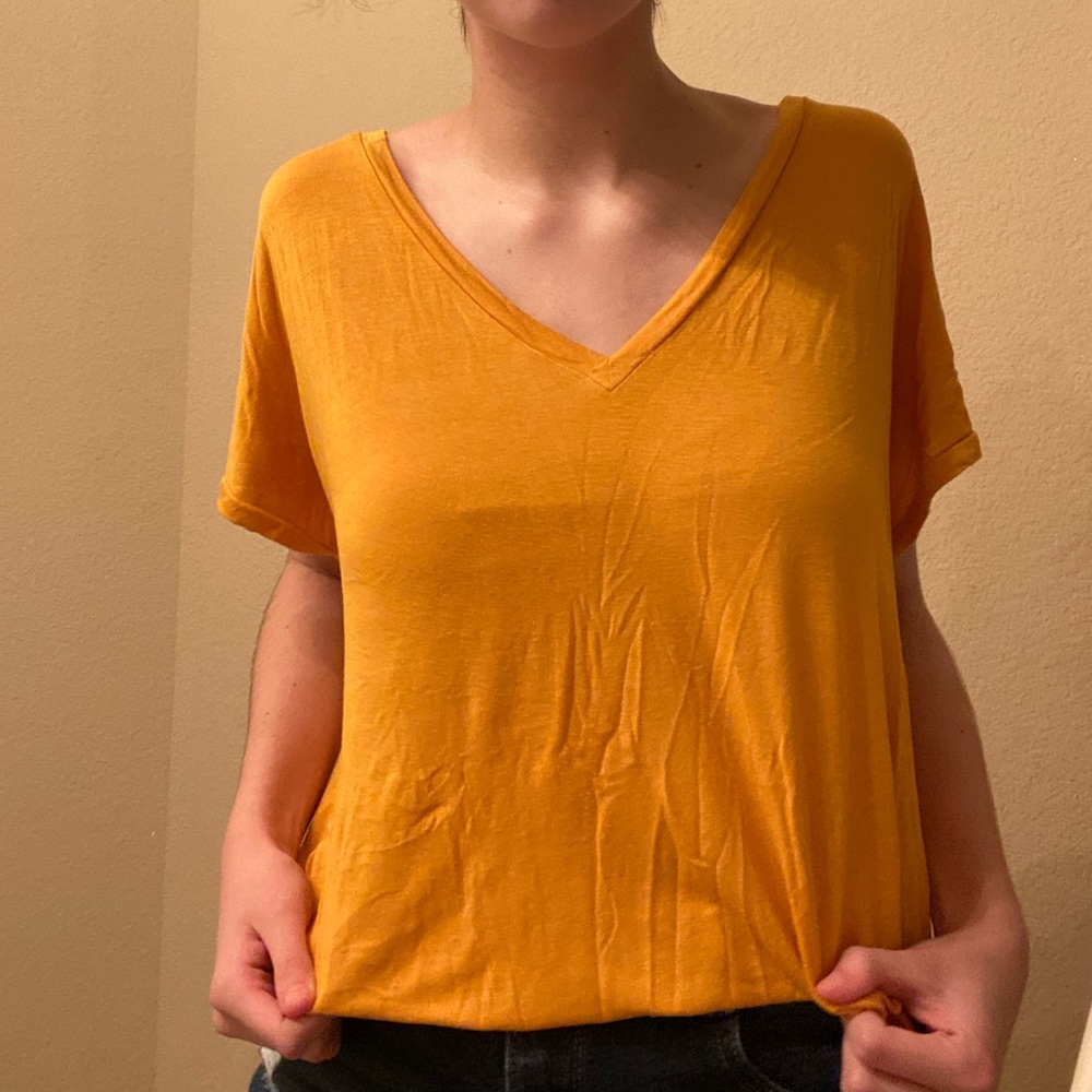 Forever 21 Yellow V-Neck Top